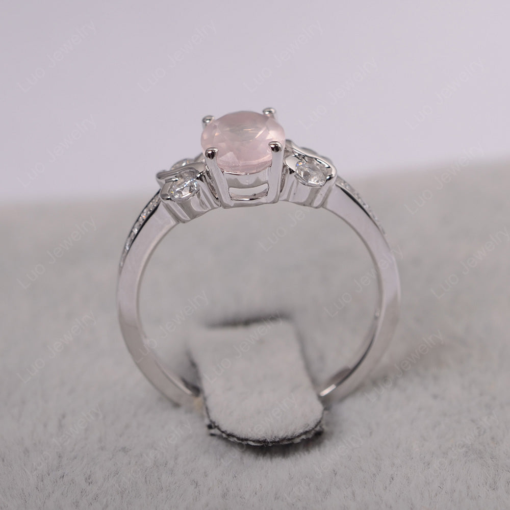 Oval Cut Rose Quartz Infinity Stone Ring - LUO Jewelry
