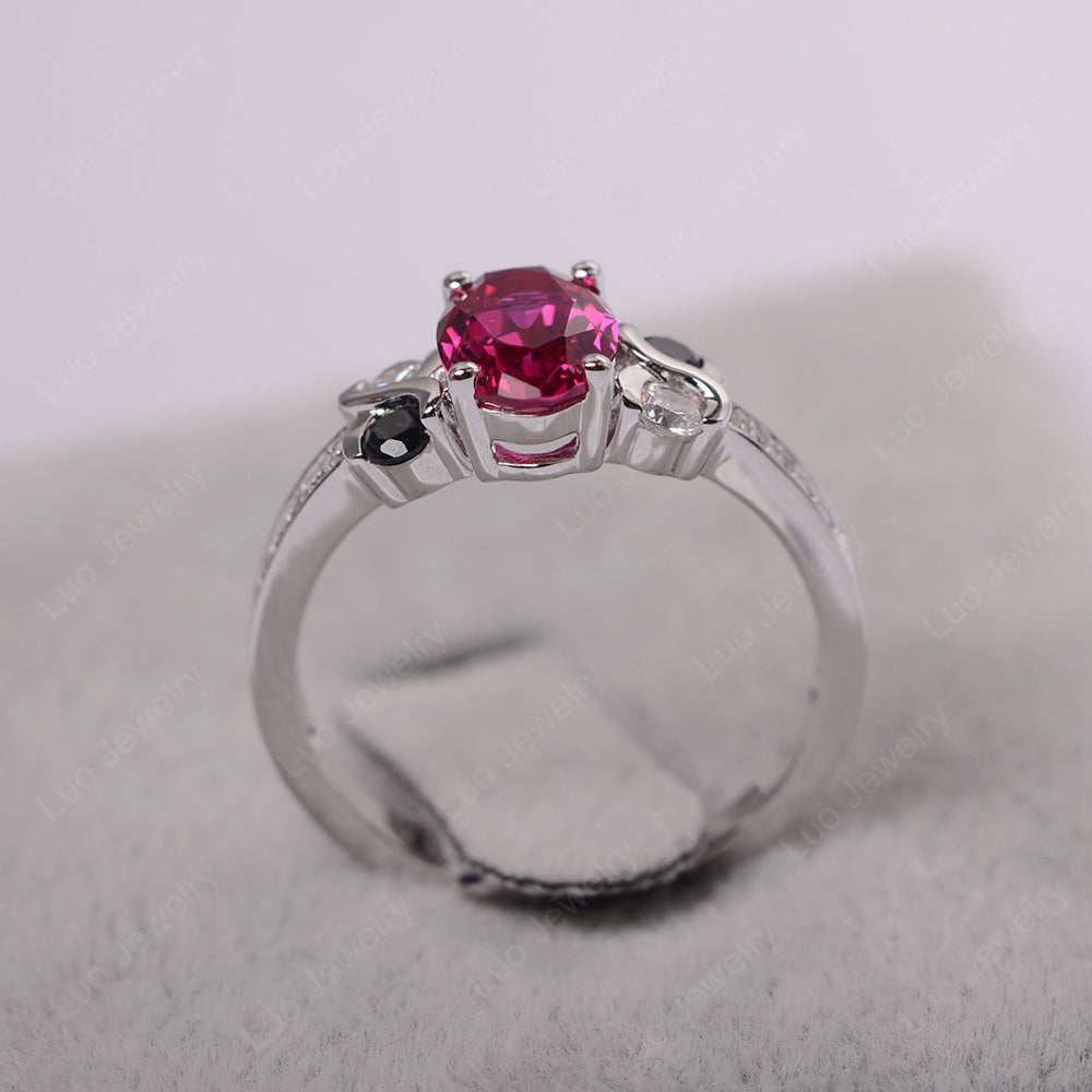 Oval Cut Ruby Infinity Stone Ring - LUO Jewelry