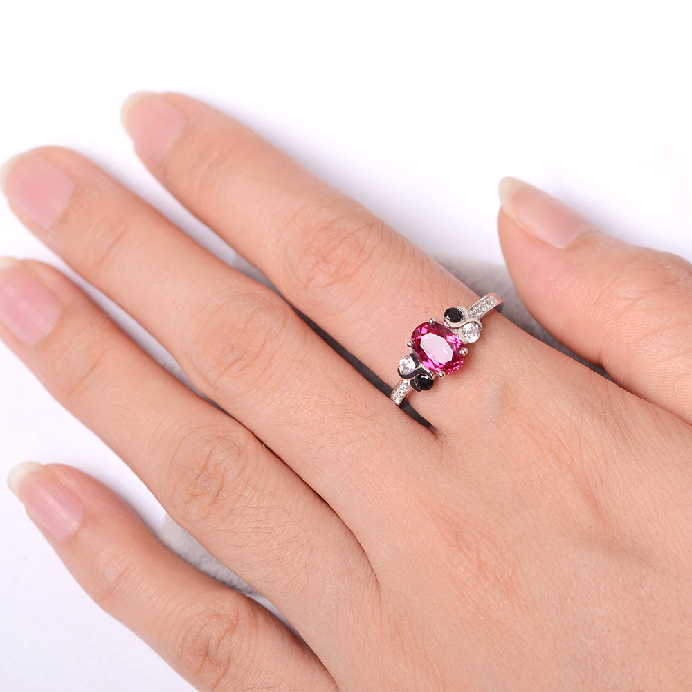 Oval Cut Ruby Infinity Stone Ring - LUO Jewelry