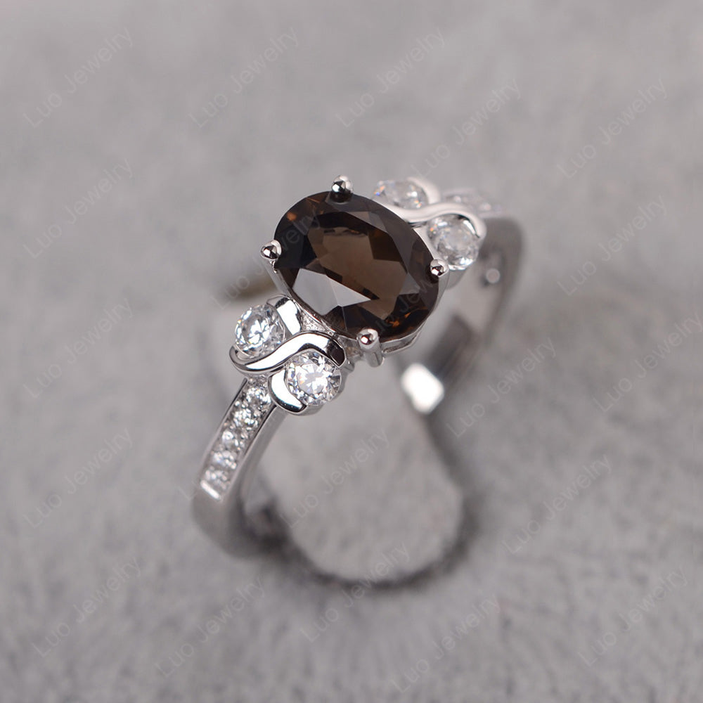 Oval Cut Smoky Quartz Infinity Stone Ring - LUO Jewelry