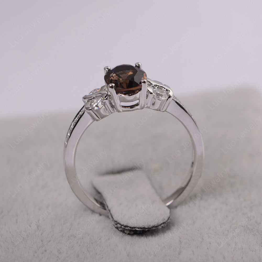 Oval Cut Smoky Quartz Infinity Stone Ring - LUO Jewelry