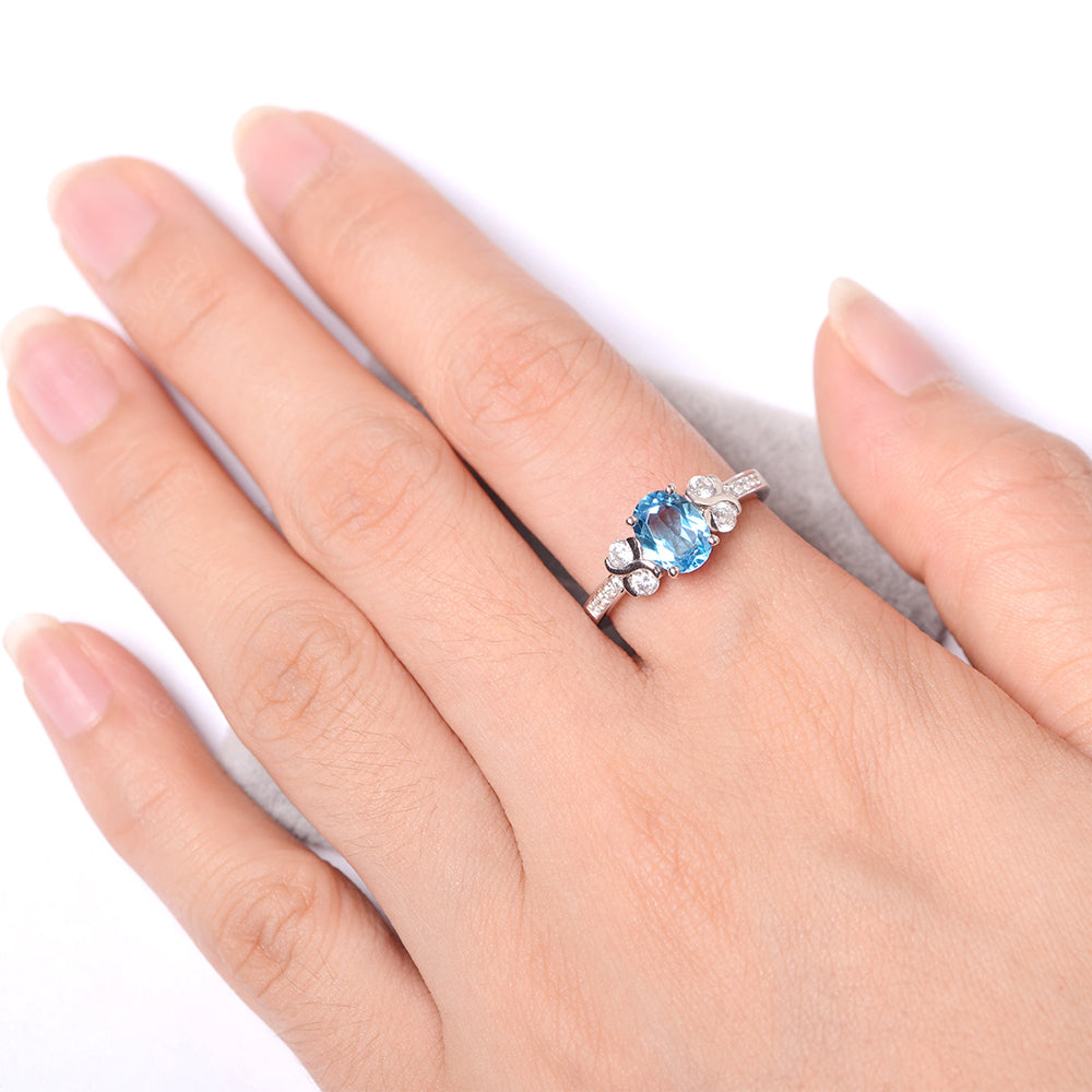 Oval Cut Swiss Blue Topaz Infinity Stone Ring - LUO Jewelry