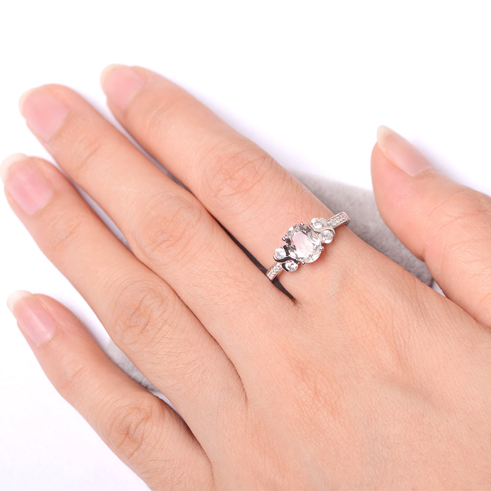 Oval Cut White Topaz Infinity Stone Ring - LUO Jewelry