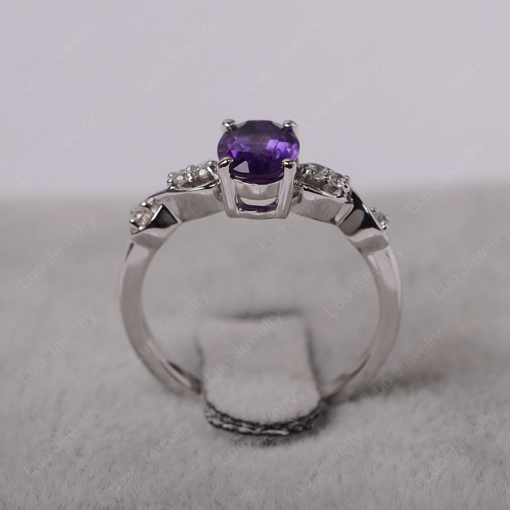 Amethyst Ring Oval Cut Engagement Ring - LUO Jewelry