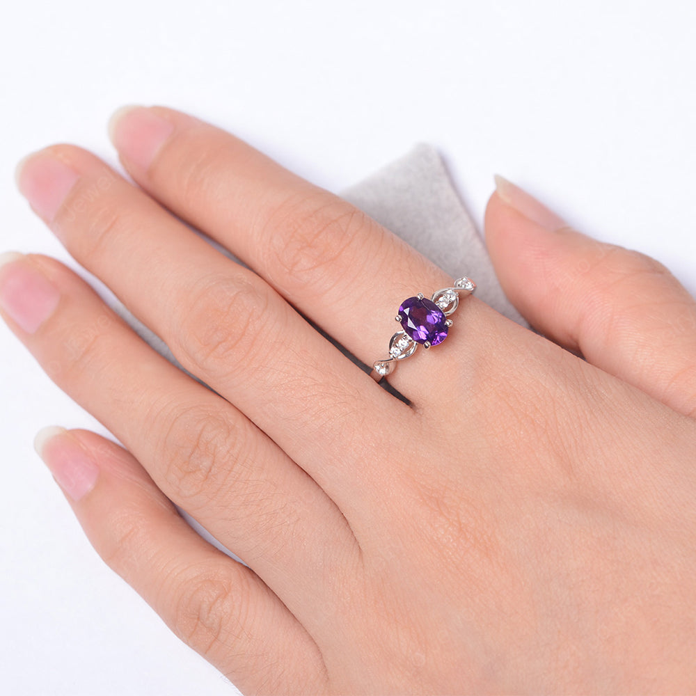 Amethyst Ring Oval Cut Engagement Ring - LUO Jewelry