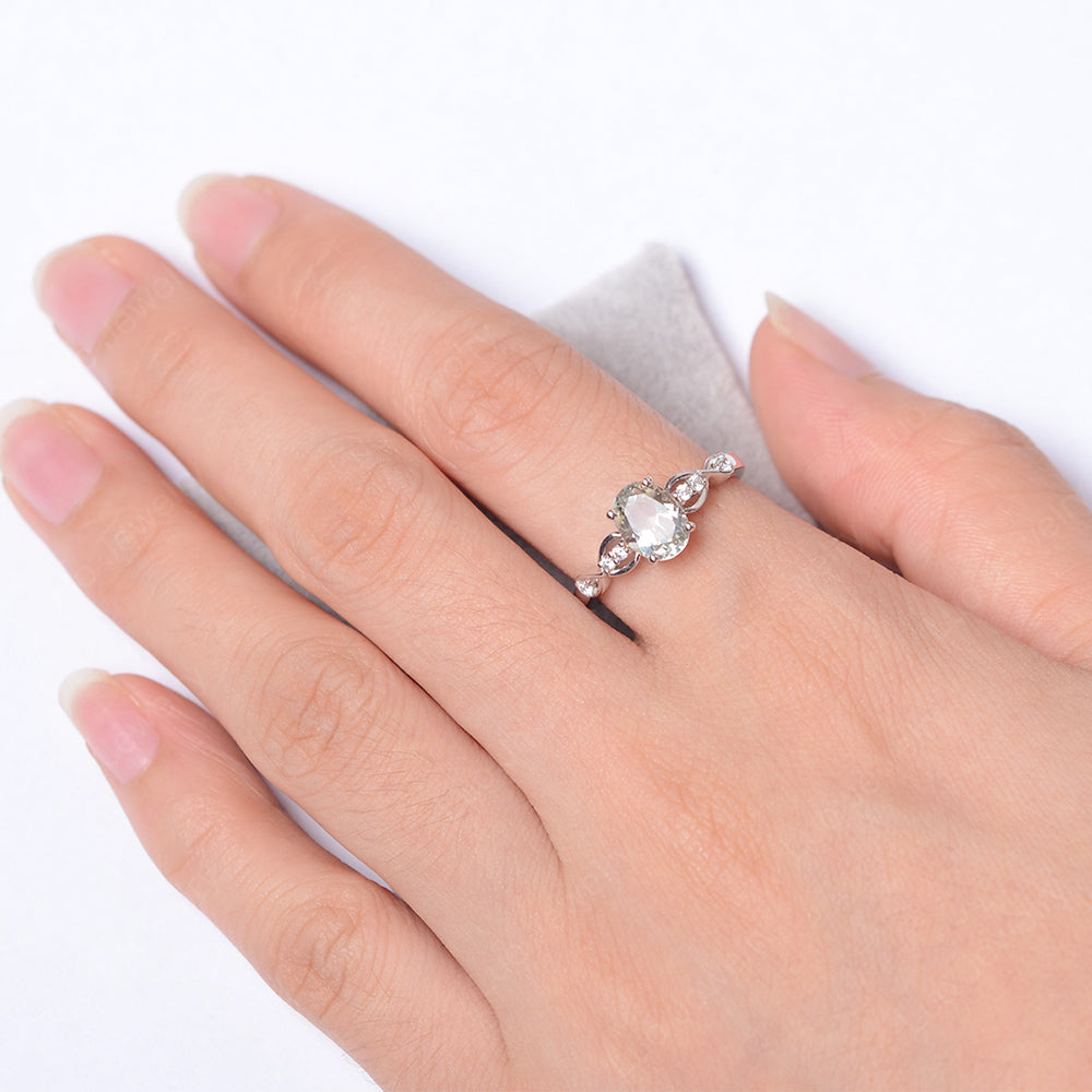 Green Amethyst Ring Oval Cut Engagement Ring - LUO Jewelry