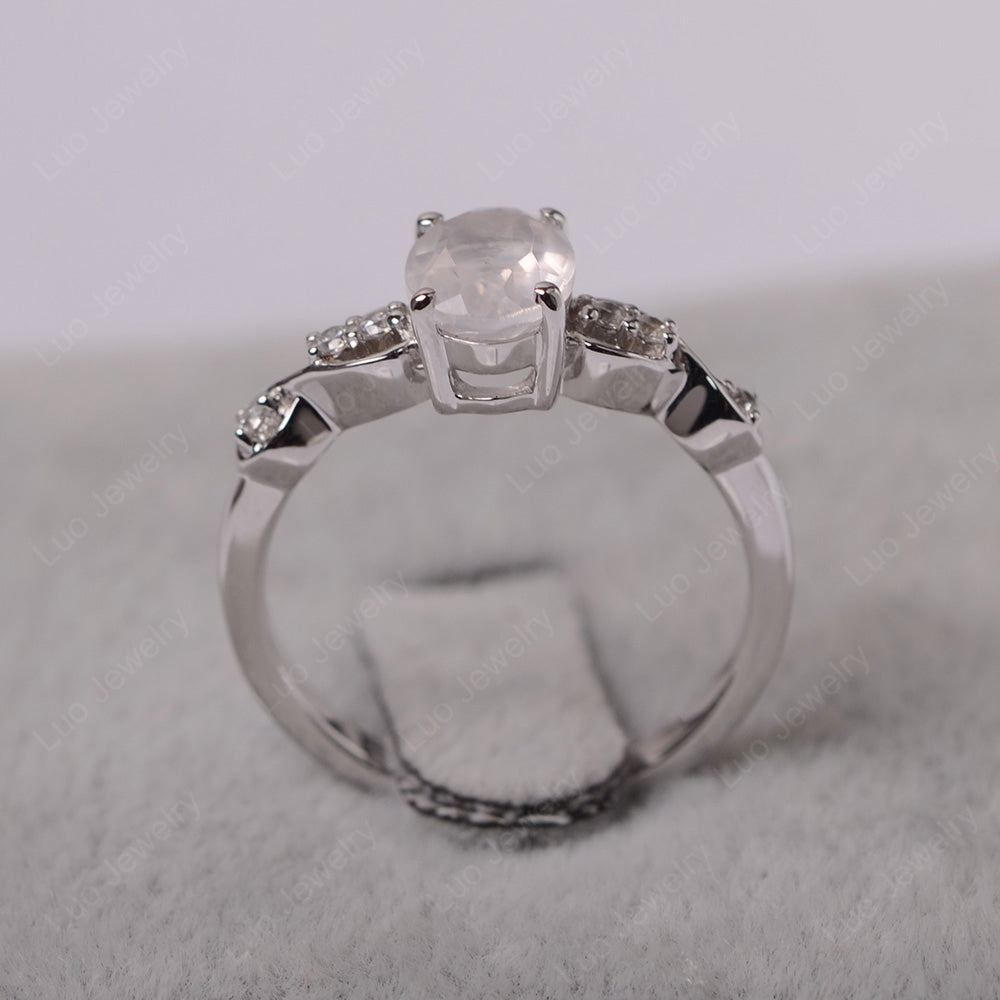 Rose Quartz Ring Oval Cut Engagement Ring - LUO Jewelry
