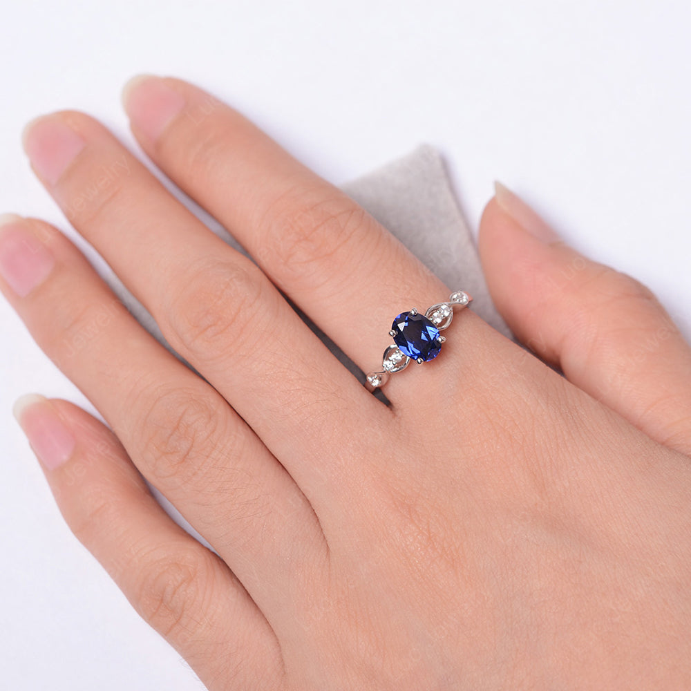 Lab Sapphire Ring Oval Cut Engagement Ring - LUO Jewelry