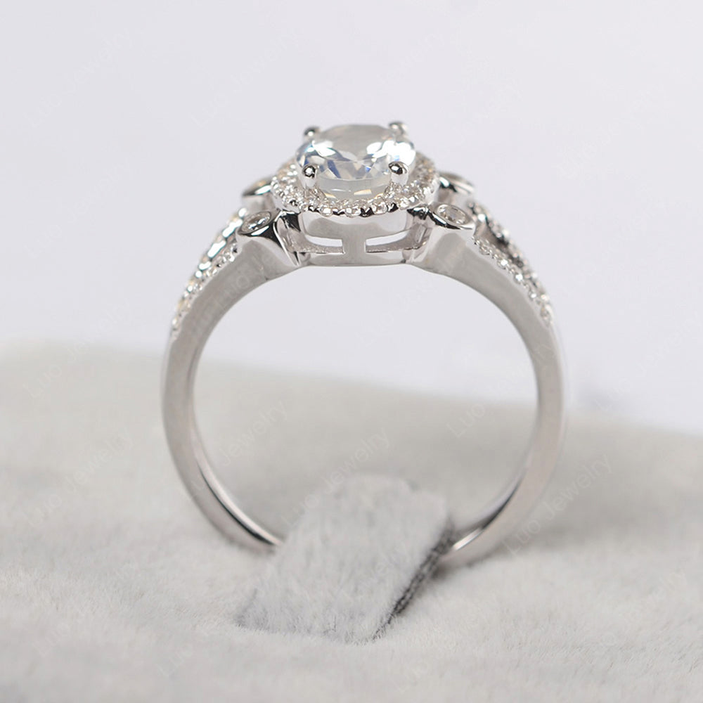 Oval Moonstone Art Deco Engagement Ring Gold - LUO Jewelry