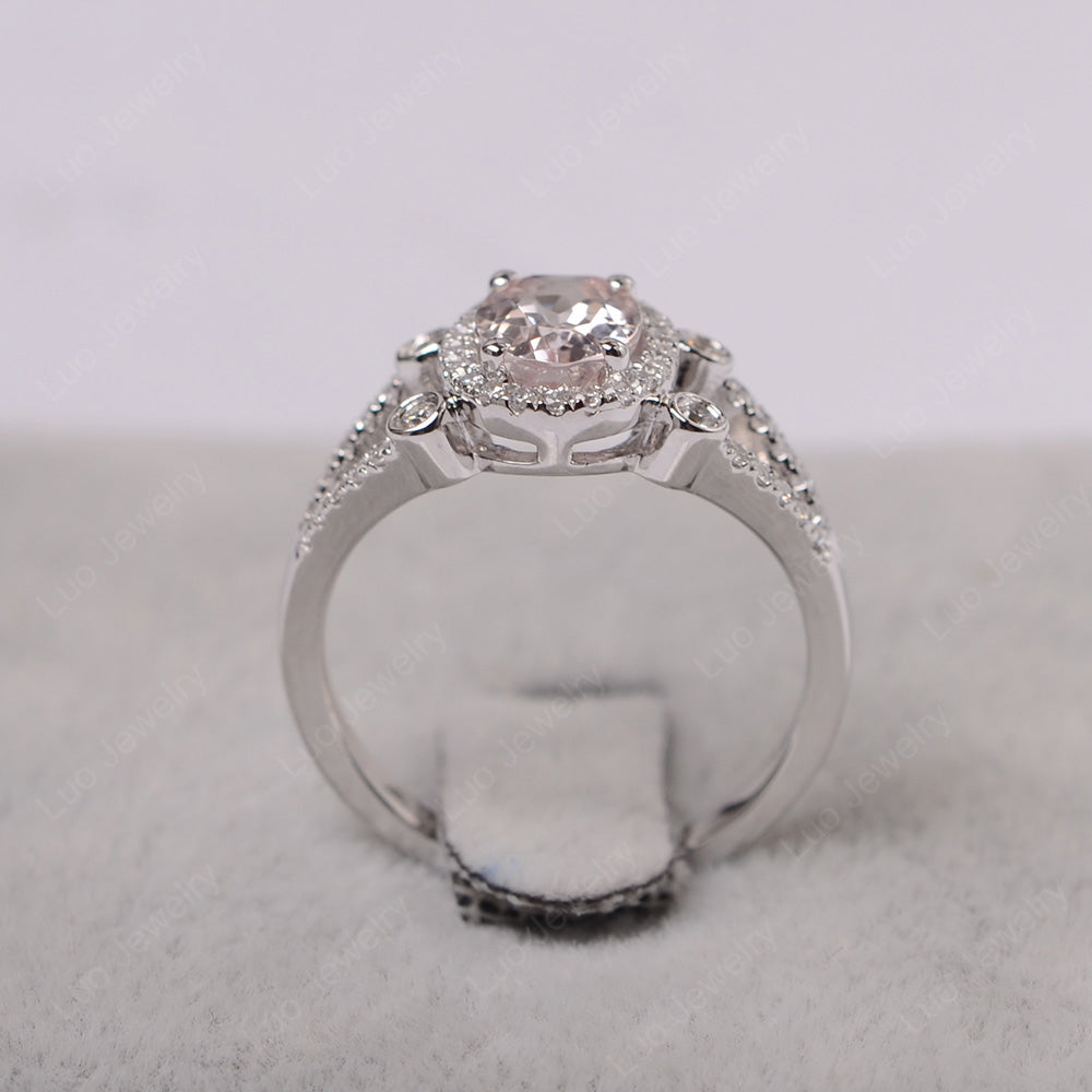 Oval Morganite Art Deco Engagement Ring Gold - LUO Jewelry
