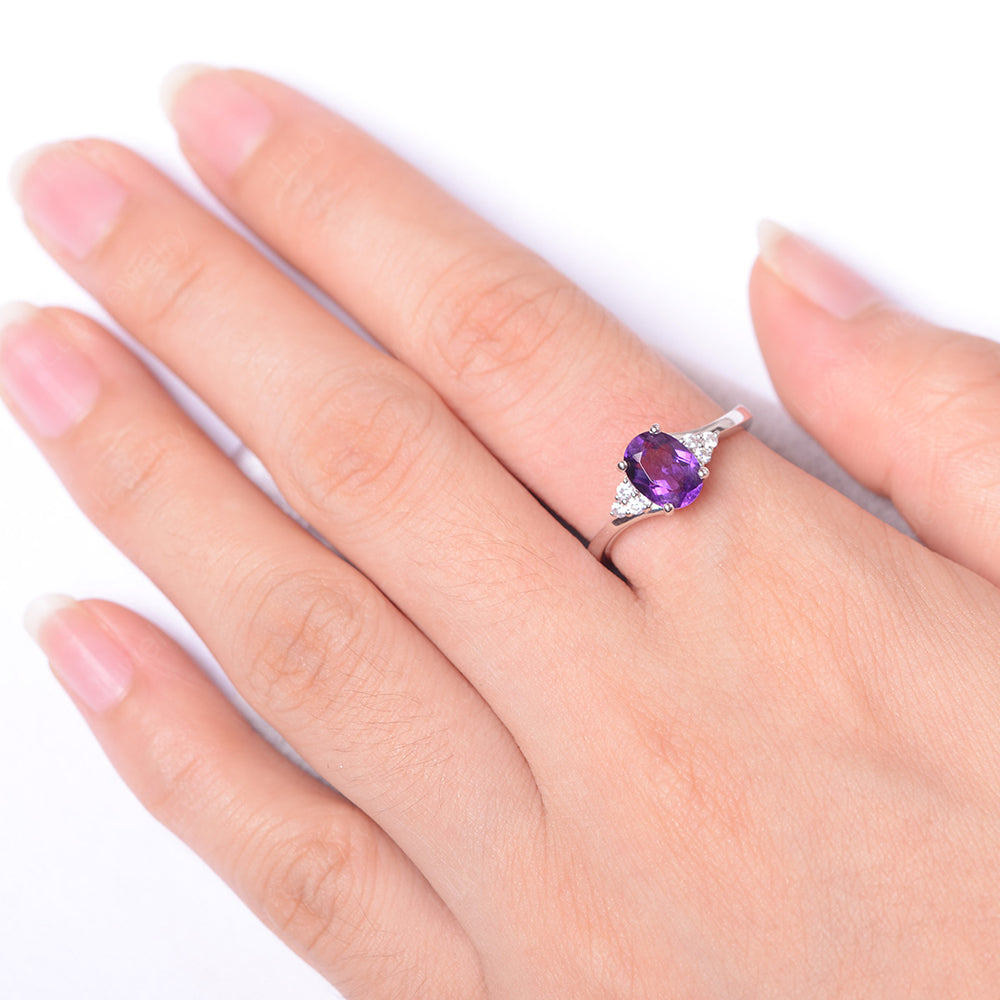 Oval Cut Amethyst Engagement Ring For Girls - LUO Jewelry