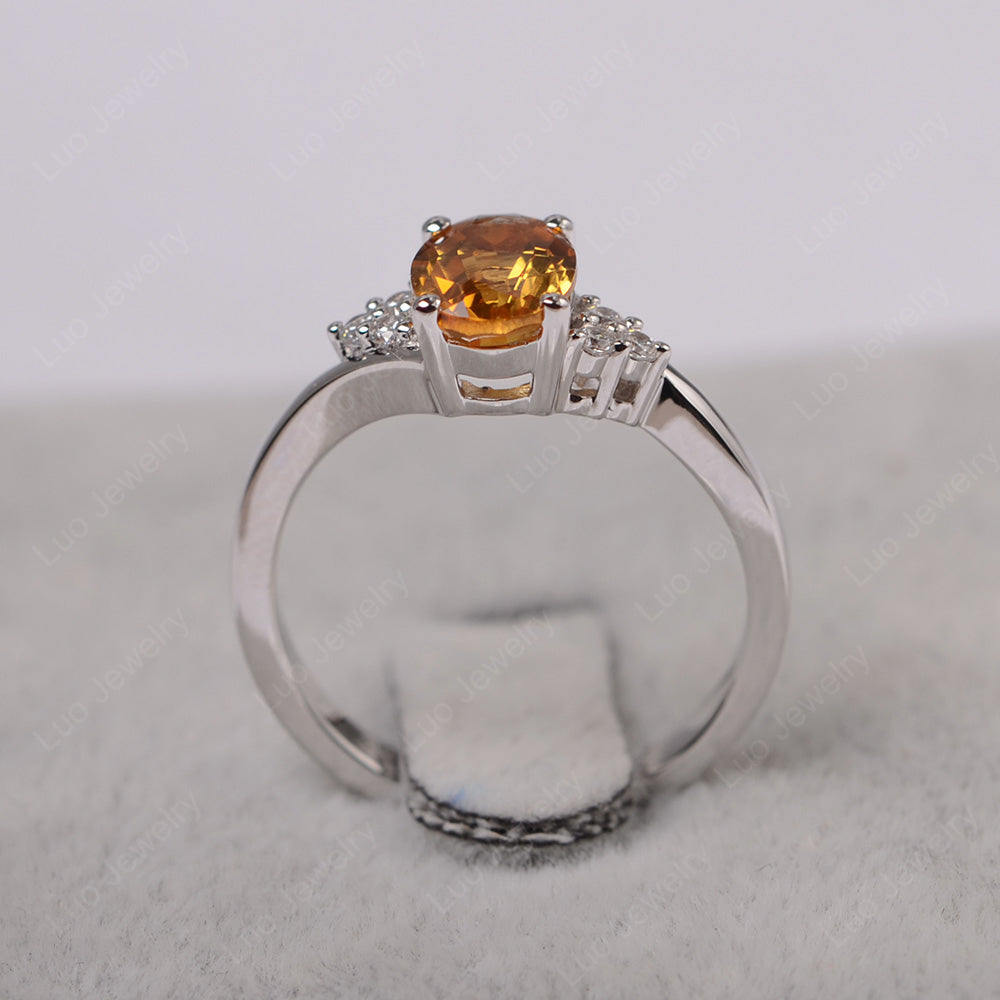 Oval Cut Citrine Engagement Ring For Girls - LUO Jewelry