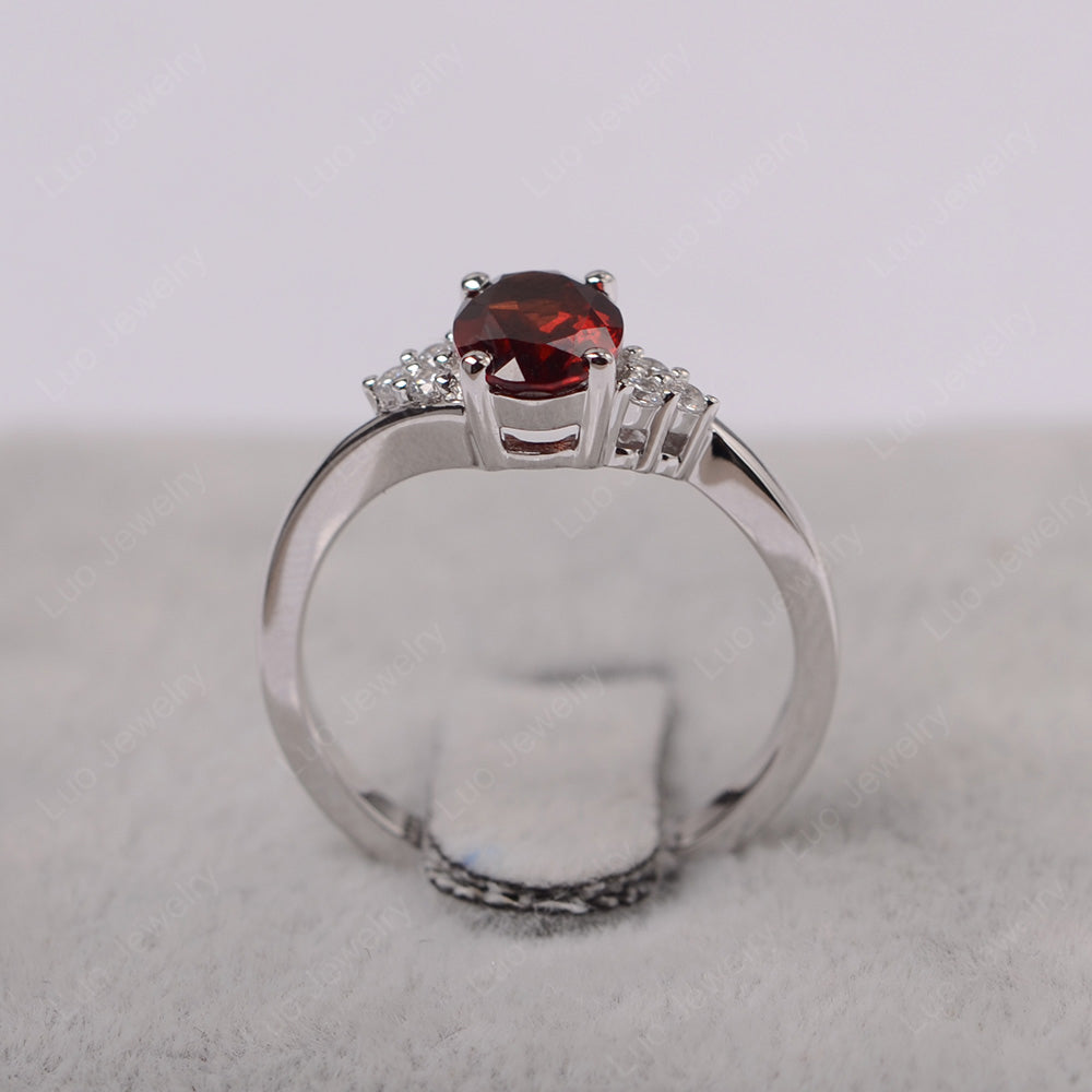 Oval Cut Garnet Engagement Ring For Girls - LUO Jewelry