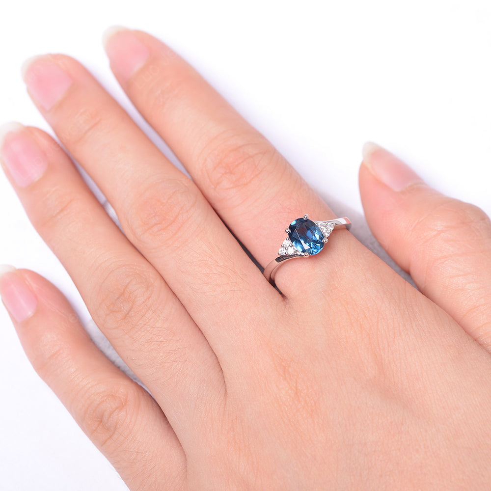 Oval Cut London Blue Topaz Engagement Ring For Girls - LUO Jewelry