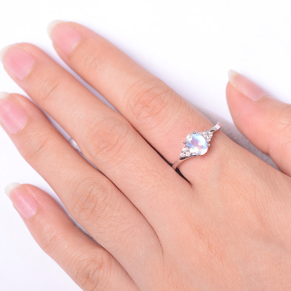 Oval Cut Moonstone Engagement Ring For Girls - LUO Jewelry