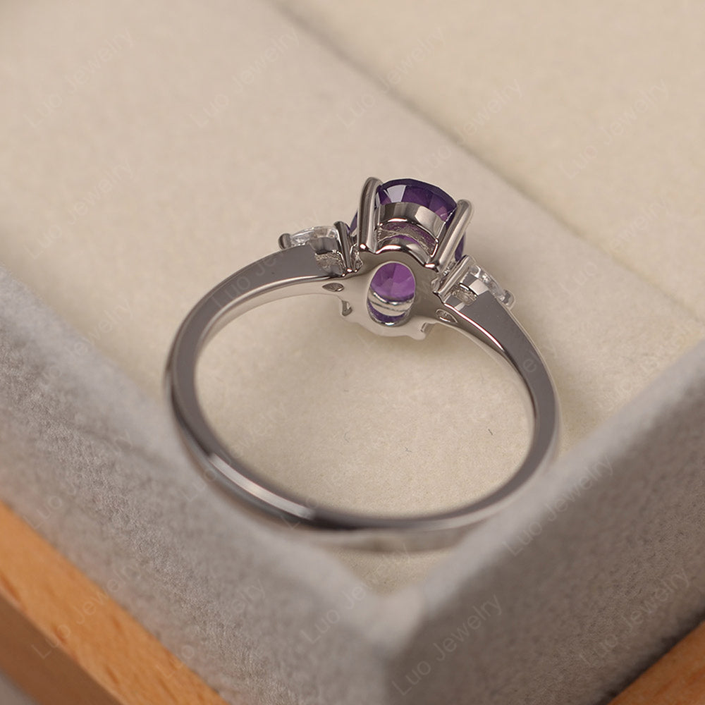 Simple Oval Cut Amethyst Ring Yellow Gold - LUO Jewelry