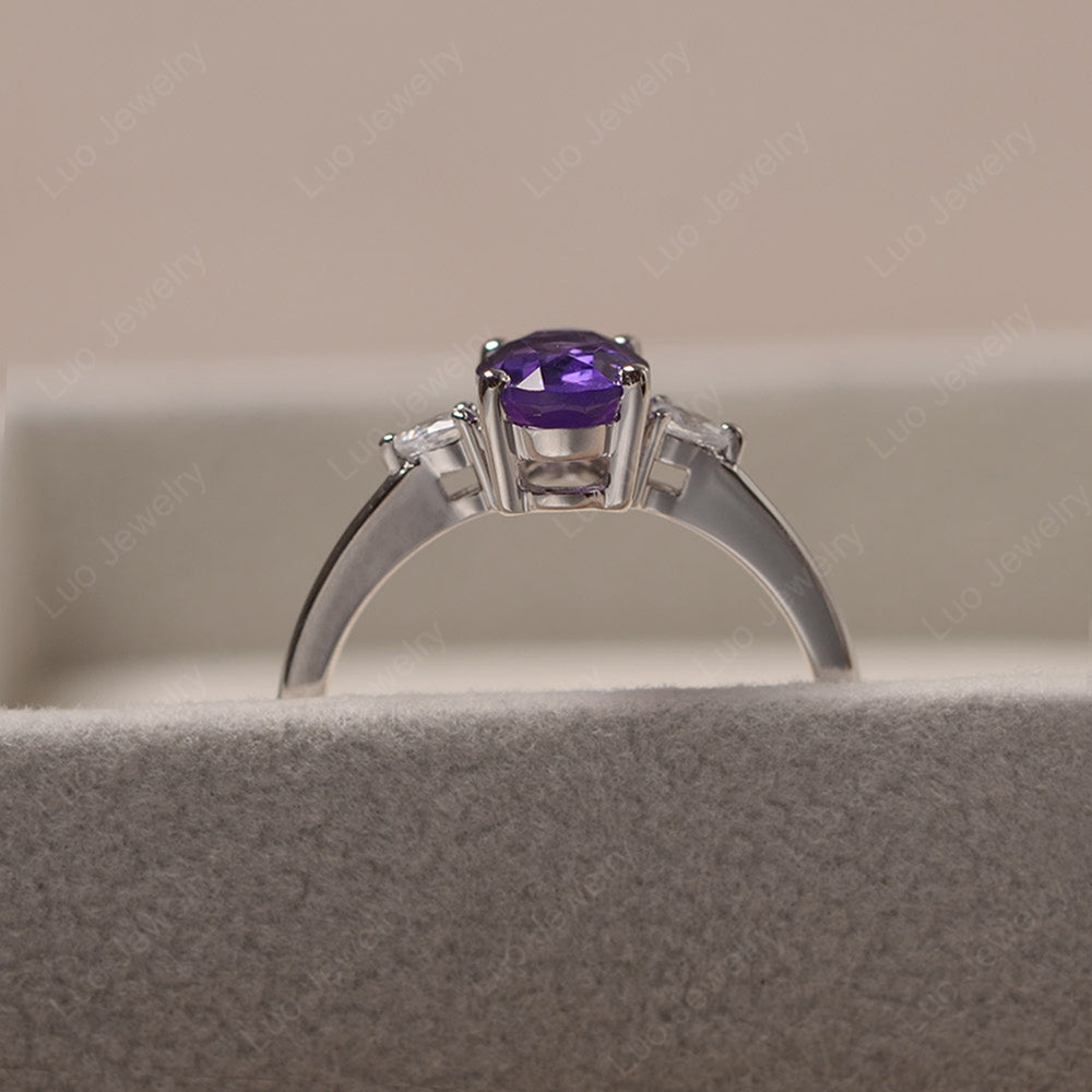 Simple Oval Cut Amethyst Ring Yellow Gold - LUO Jewelry