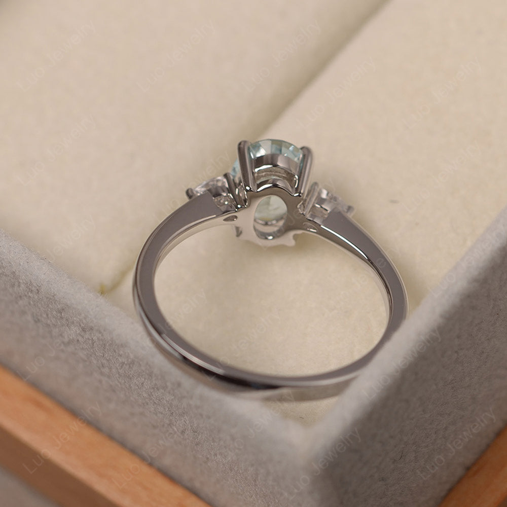 Simple Oval Cut Aquamarine Ring Yellow Gold - LUO Jewelry