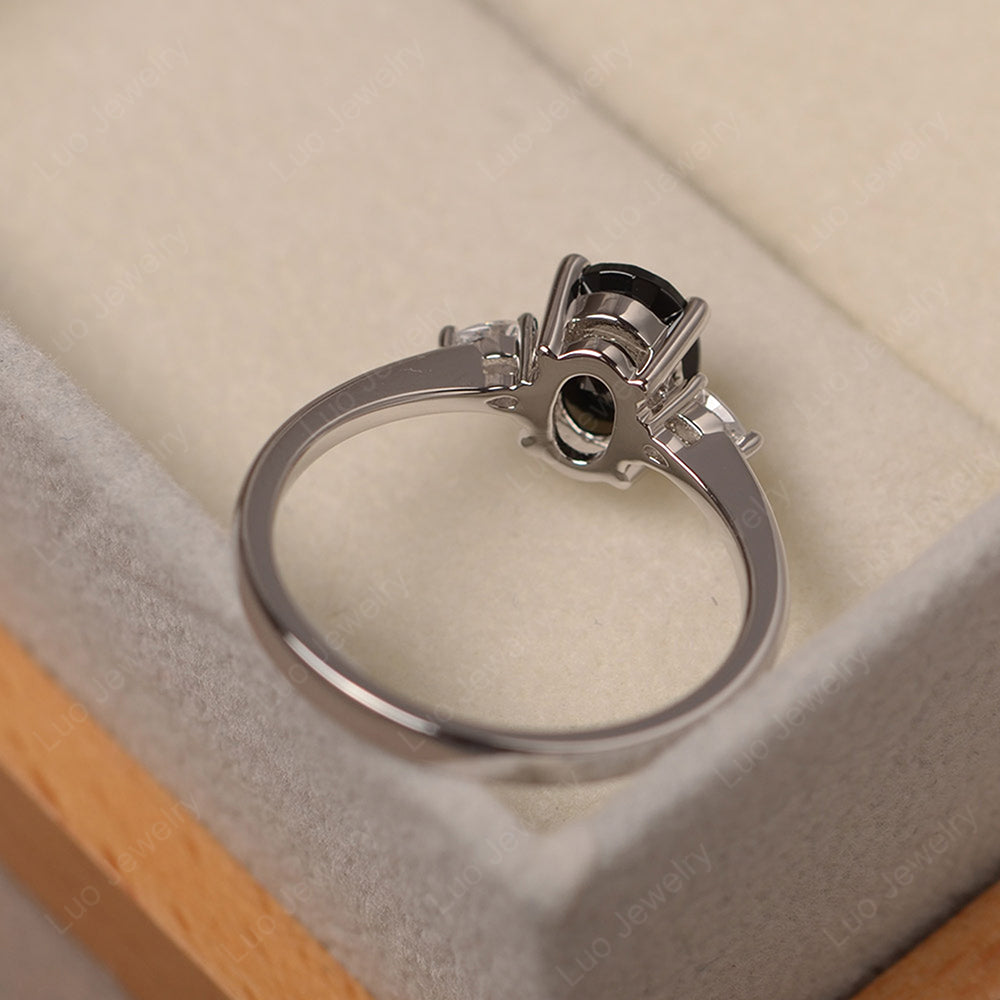 Simple Oval Cut Black Spinel Ring Yellow Gold - LUO Jewelry