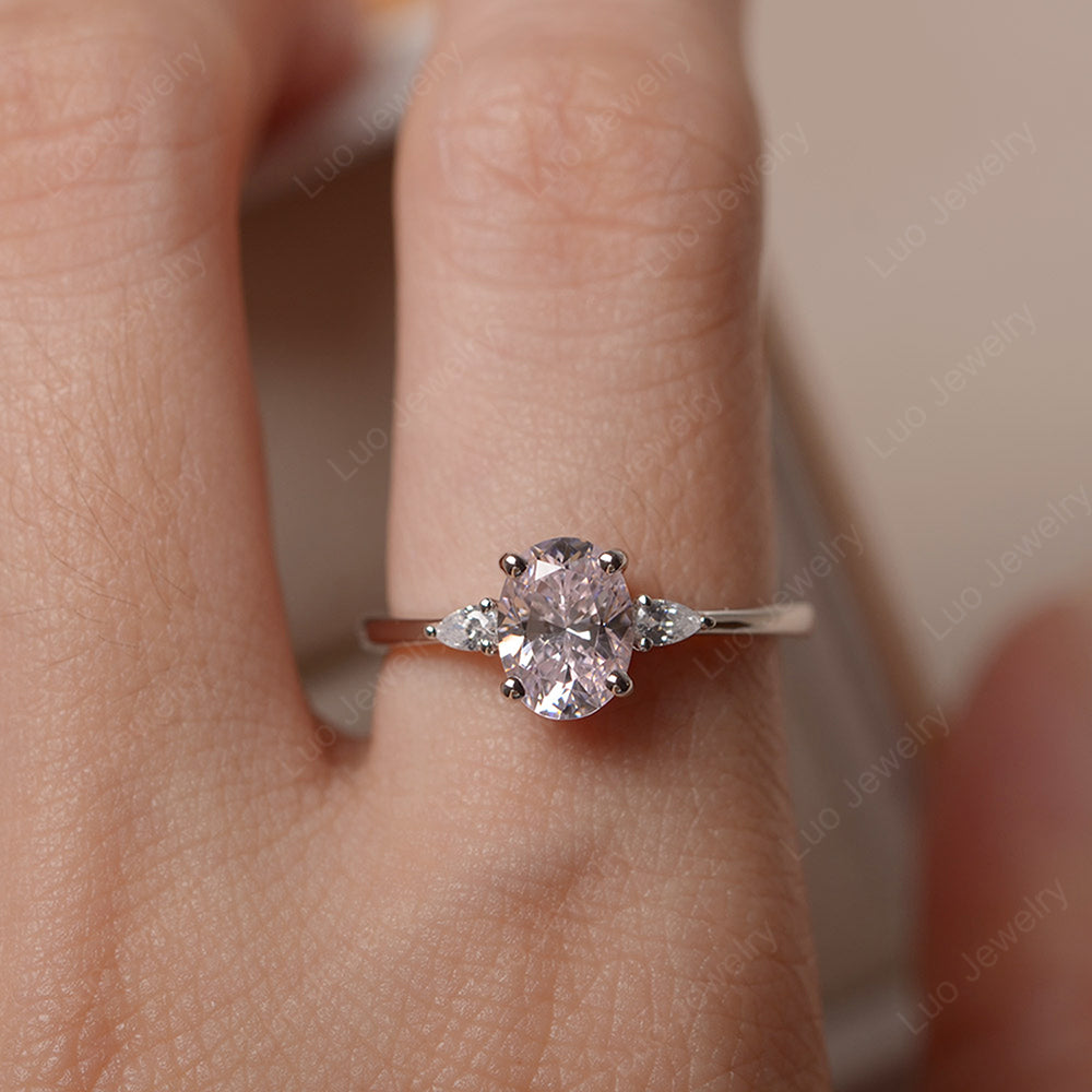 Simple Oval Cut Cubic Zirconia Ring Yellow Gold - LUO Jewelry