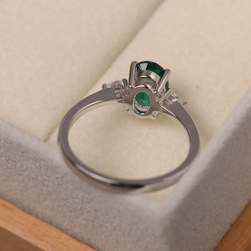 Simple Oval Cut Lab Emerald Ring Yellow Gold - LUO Jewelry