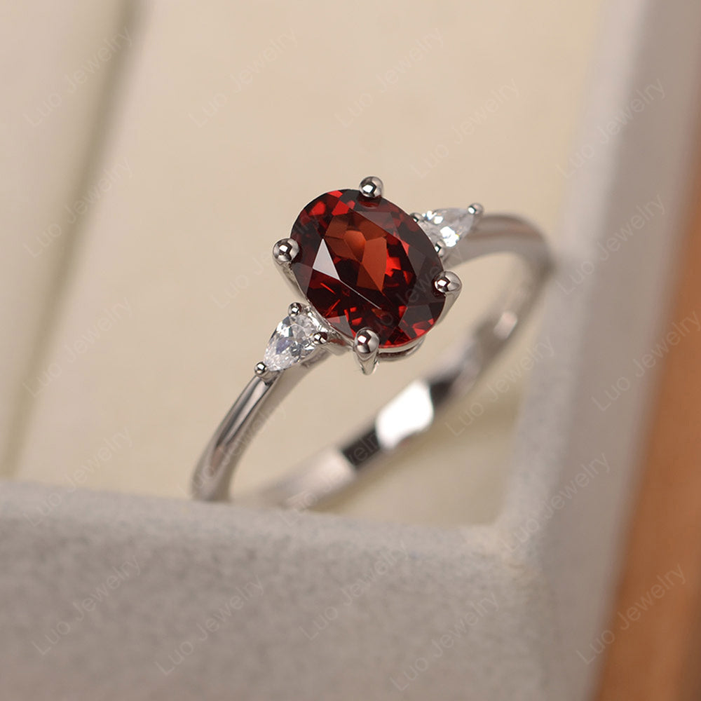 Simple Oval Cut Garnet Ring Yellow Gold - LUO Jewelry