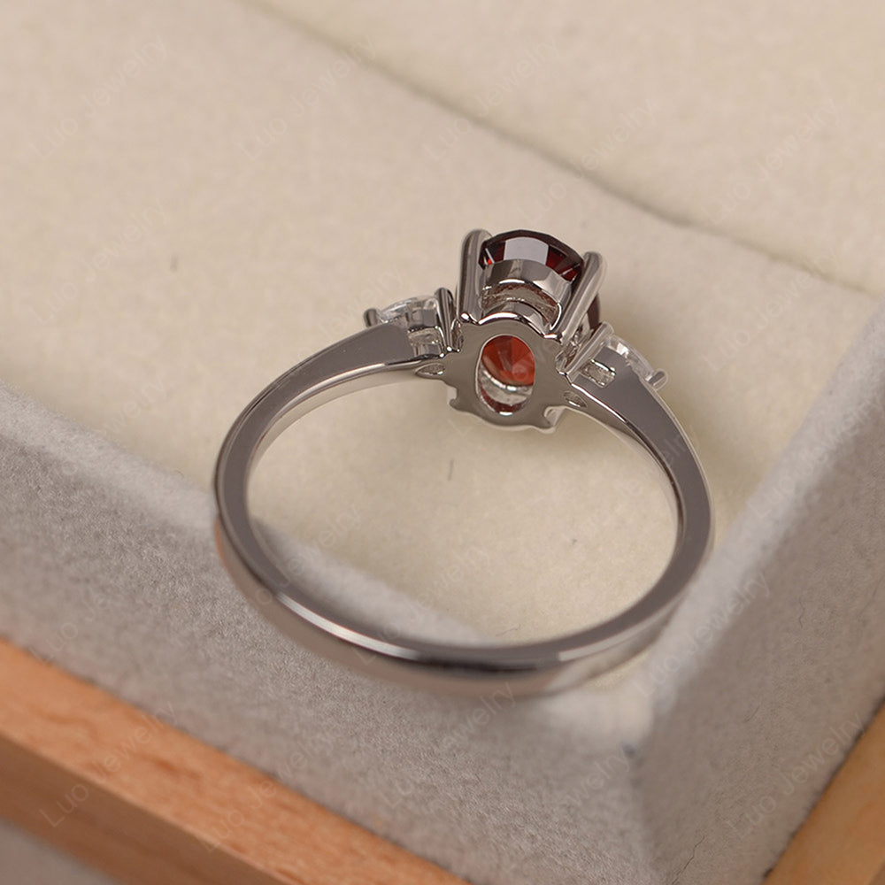 Simple Oval Cut Garnet Ring Yellow Gold - LUO Jewelry