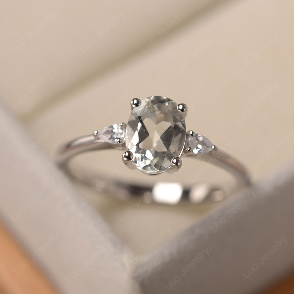 Simple Oval Cut Green Amethyst Ring Yellow Gold - LUO Jewelry