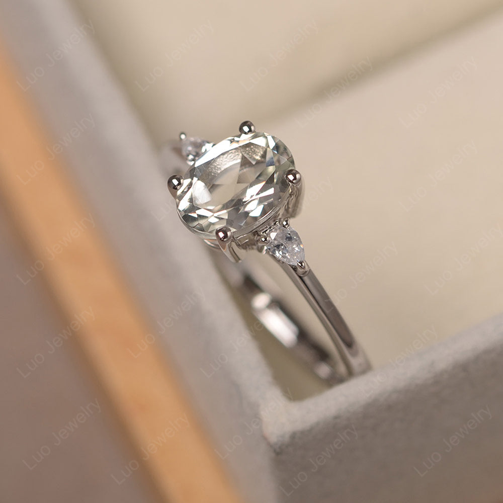 Simple Oval Cut Green Amethyst Ring Yellow Gold - LUO Jewelry