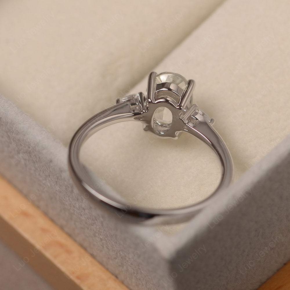 Simple Oval Cut Green Amethyst Ring Yellow Gold - LUO Jewelry