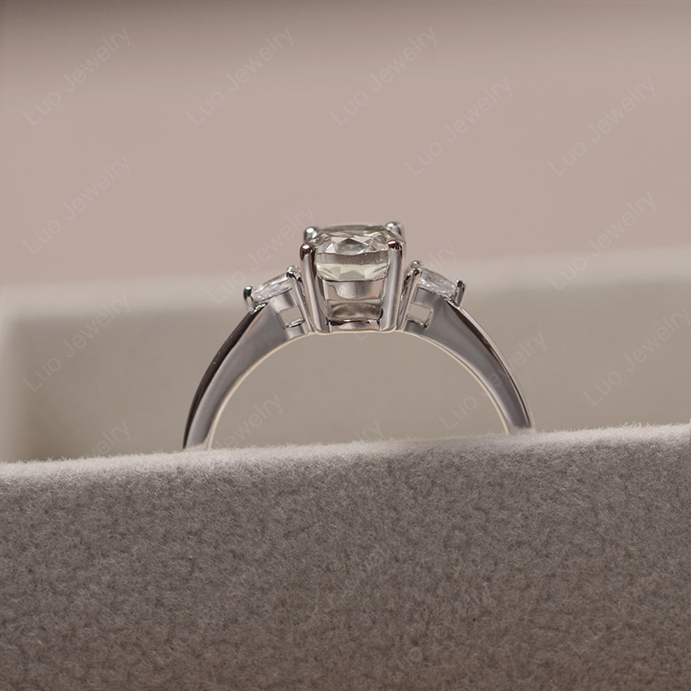 Simple Oval Cut Green Amethyst Ring Yellow Gold - LUO Jewelry