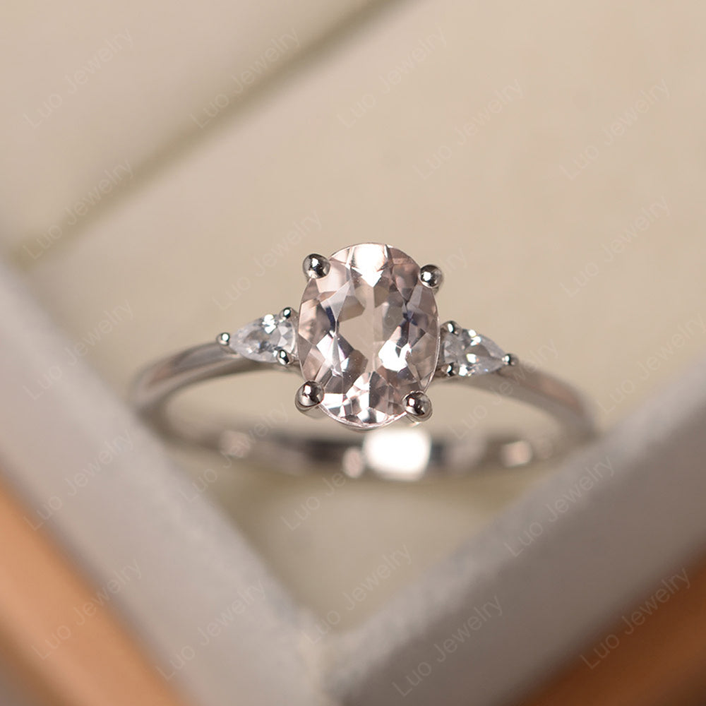 Simple Oval Cut Morganite Ring Yellow Gold - LUO Jewelry