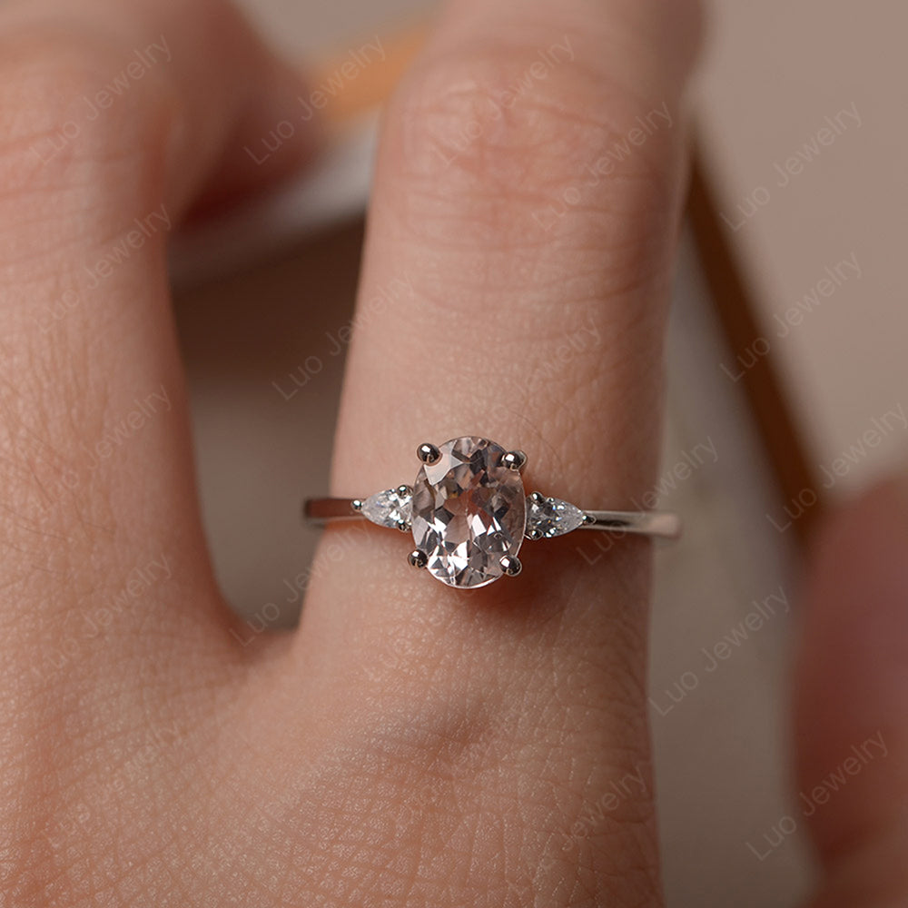 Simple Oval Cut Morganite Ring Yellow Gold - LUO Jewelry