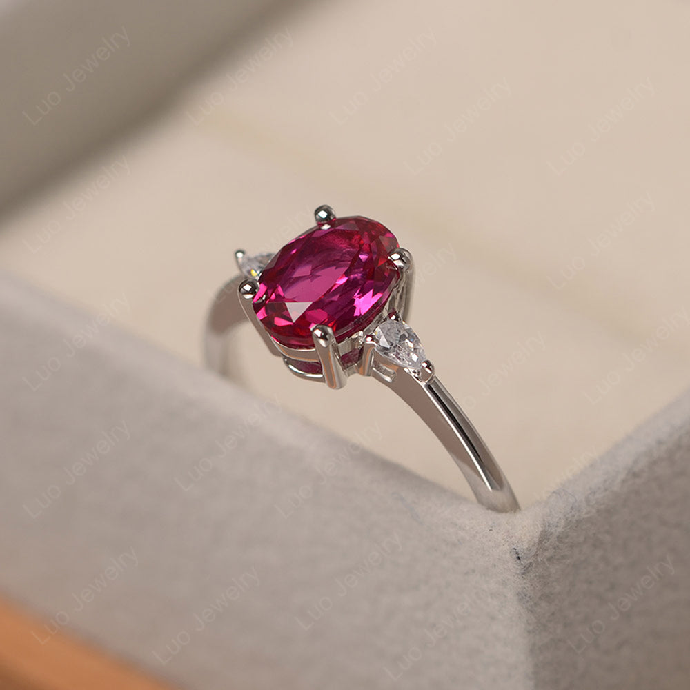 Simple Oval Cut Ruby Ring Yellow Gold - LUO Jewelry