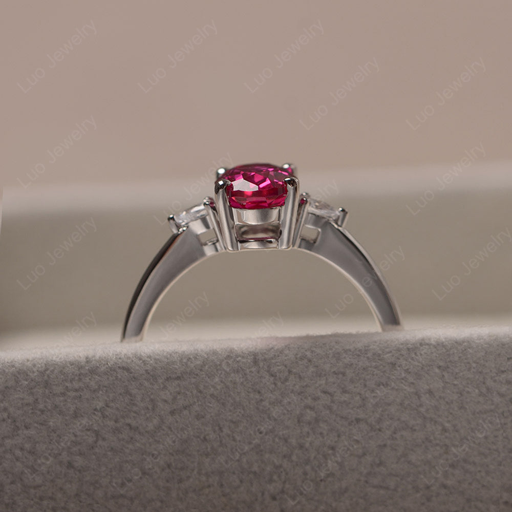 Simple Oval Cut Ruby Ring Yellow Gold - LUO Jewelry