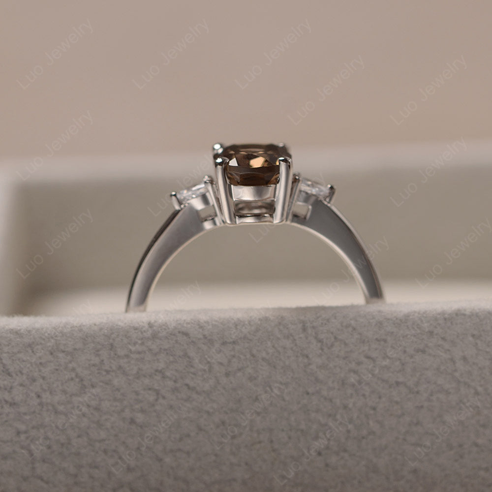 Simple Oval Cut Smoky Quartz Ring Yellow Gold - LUO Jewelry