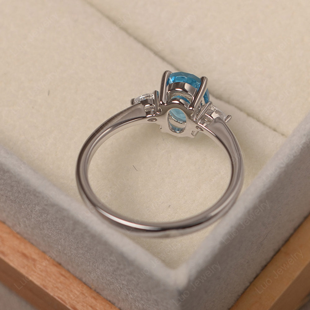 Simple Oval Cut Swiss Blue Topaz Ring Yellow Gold - LUO Jewelry