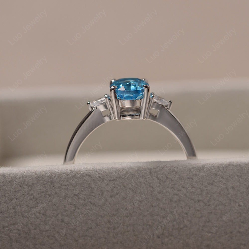 Simple Oval Cut Swiss Blue Topaz Ring Yellow Gold - LUO Jewelry
