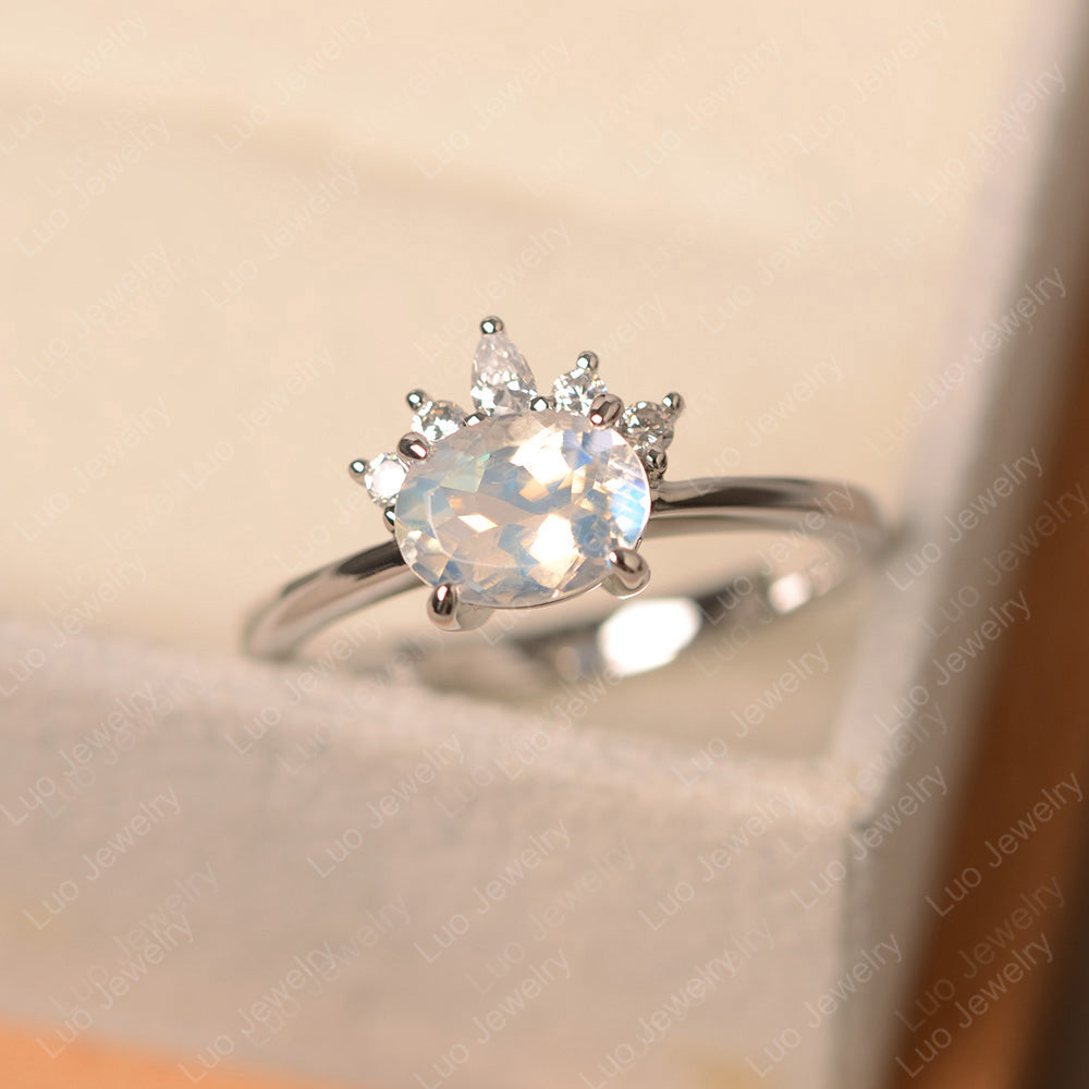 Vintage Moonstone Ring East West Oval Cut Ring - LUO Jewelry