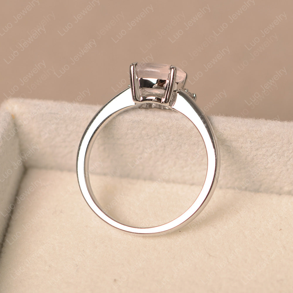 Vintage Rose Quartz Ring East West Oval Cut Ring - LUO Jewelry