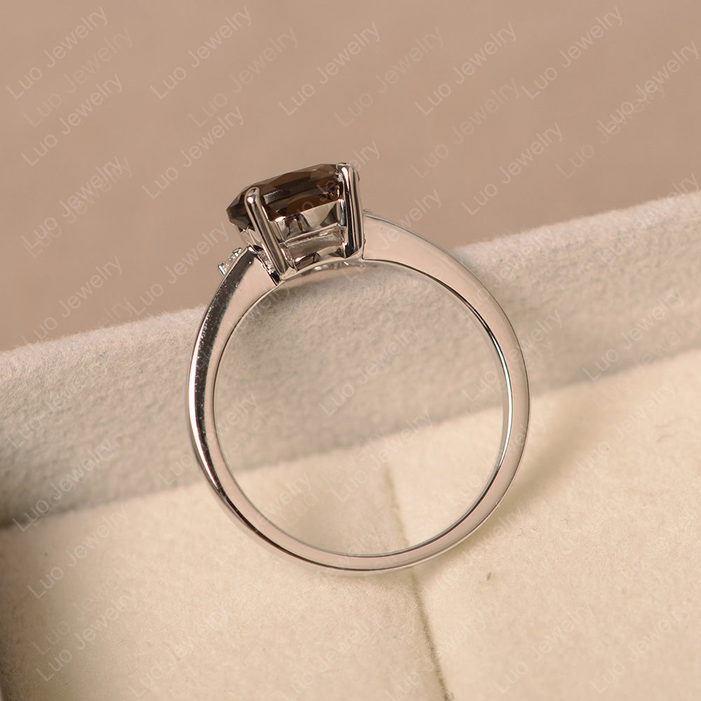 Vintage Smoky Quartz Ring East West Oval Cut Ring - LUO Jewelry