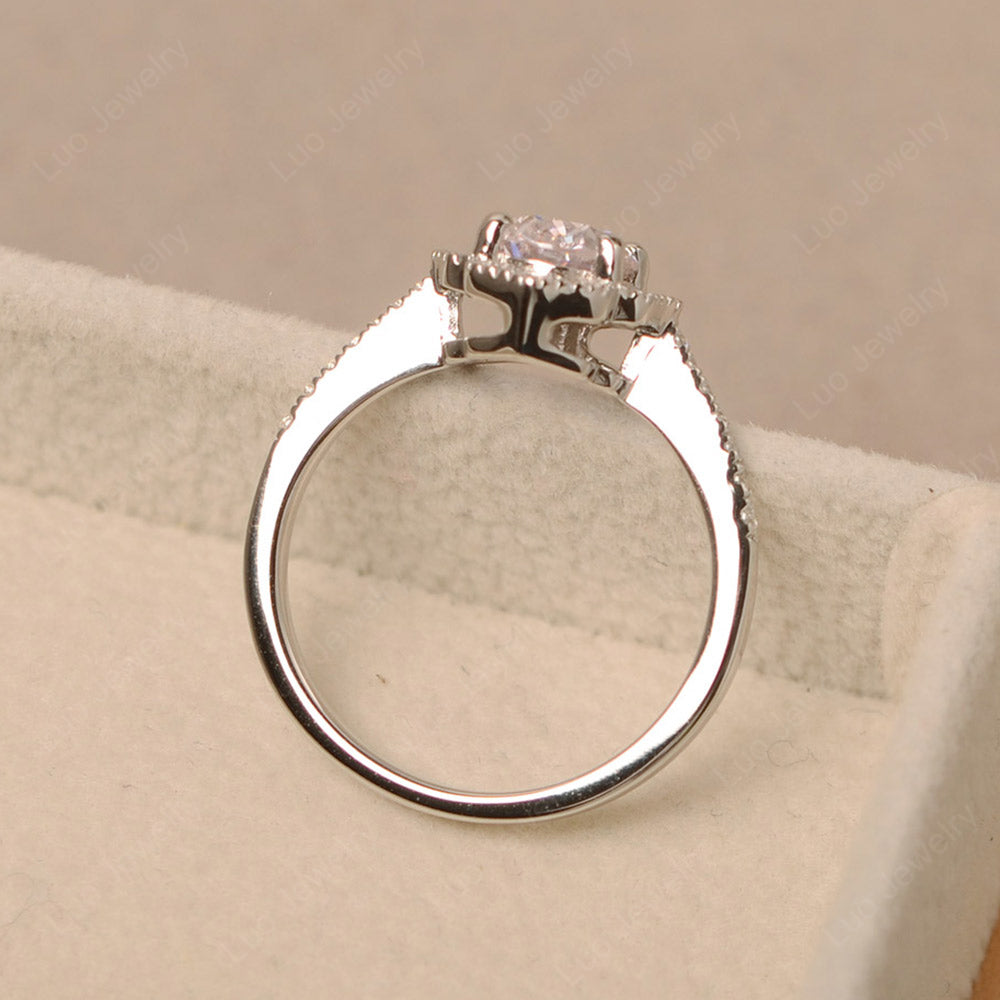 Cubic Zirconia Ring Oval Cut Halo Engagement Ring - LUO Jewelry