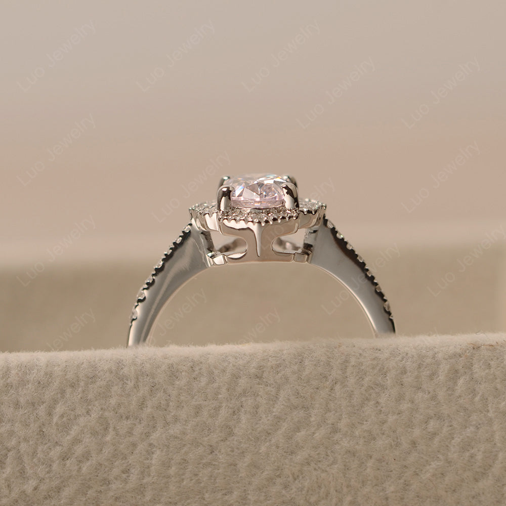 Cubic Zirconia Ring Oval Cut Halo Engagement Ring - LUO Jewelry