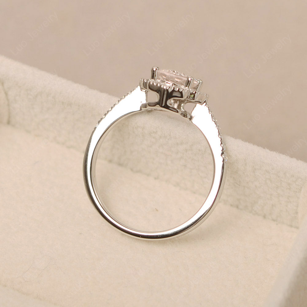 Morganite Ring Oval Cut Halo Engagement Ring - LUO Jewelry