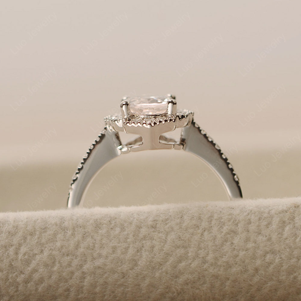 Morganite Ring Oval Cut Halo Engagement Ring - LUO Jewelry