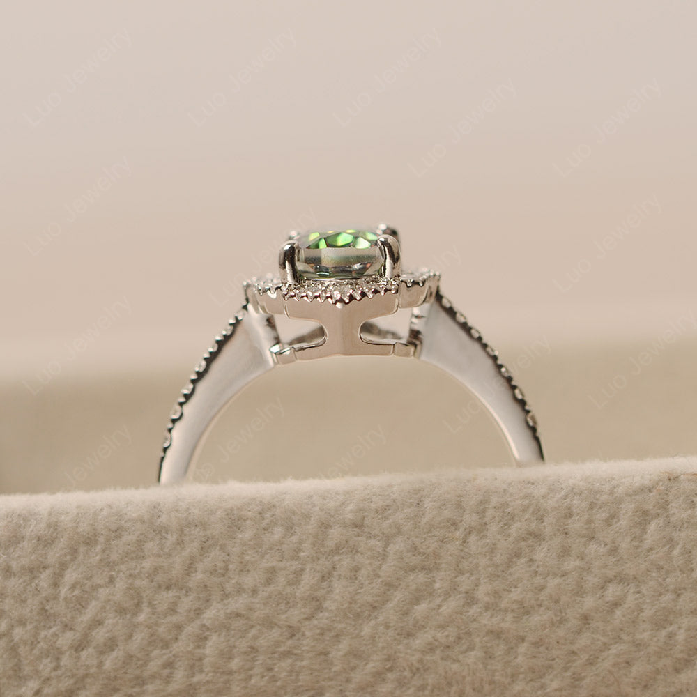 Mystic Topaz Ring Oval Cut Halo Engagement Ring - LUO Jewelry
