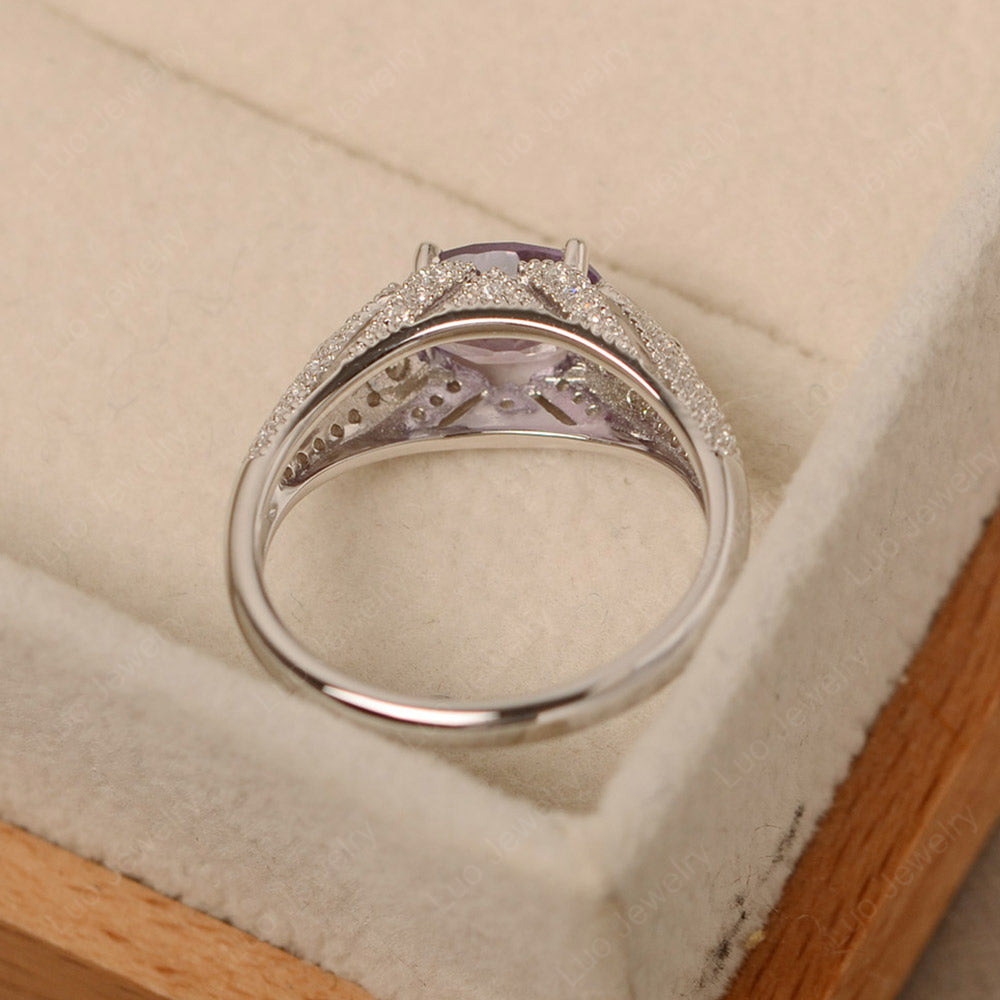 Vintage Horizontal Oval Cut Amethyst Ring - LUO Jewelry
