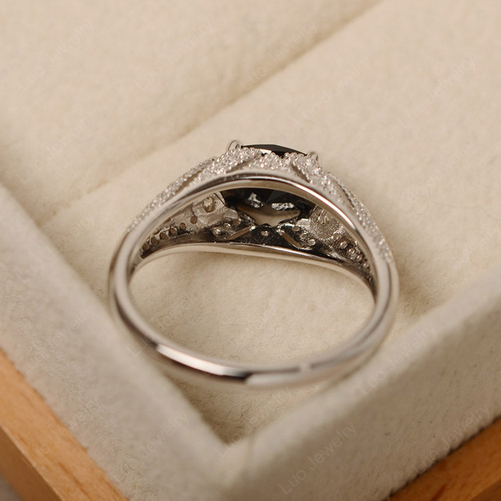 Vintage Horizontal Oval Cut Black Spinel Ring - LUO Jewelry