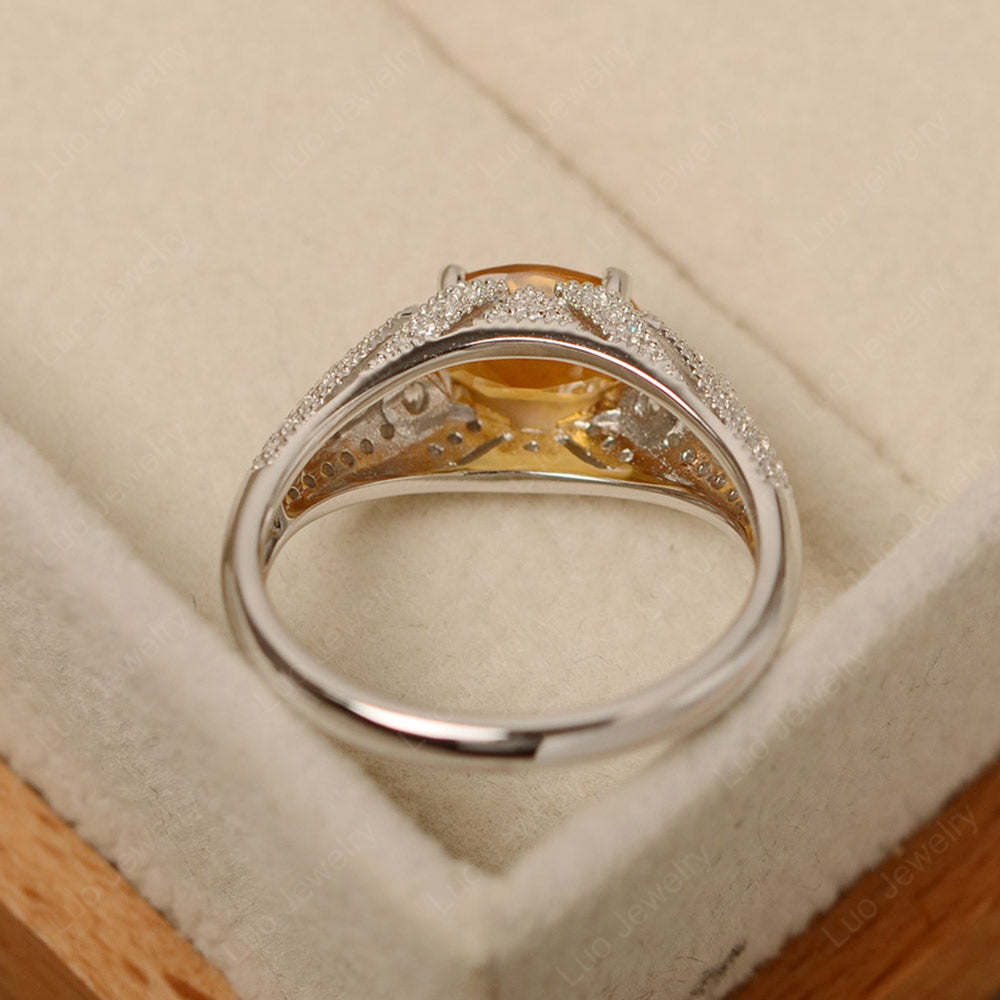 Vintage Horizontal Oval Cut Citrine Ring - LUO Jewelry