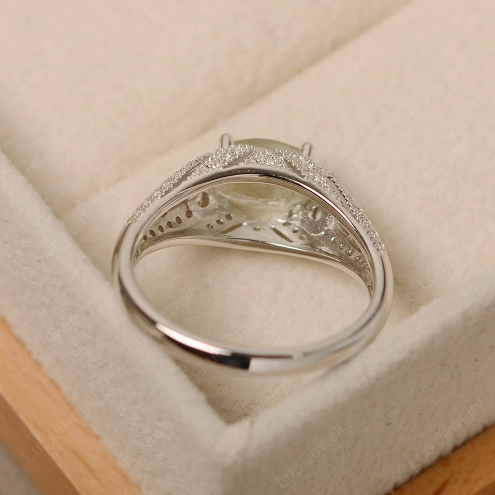 Vintage Horizontal Oval Cut Green Amethyst Ring - LUO Jewelry